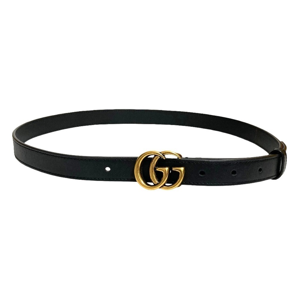 GUCCI GG Marmont Leather Narrow Belt 409417 80cm 32 inches Black Women's